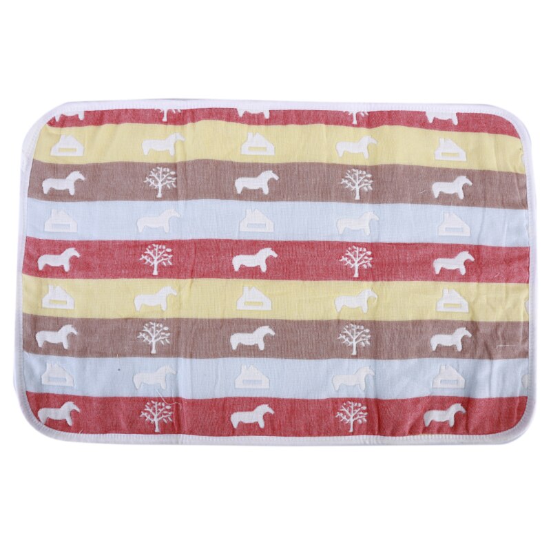 Printed Baby Pillow Towel Cotton Five-layer Gauze Children's Towel Cotton Pillow Towel Sweat-Absorbent Breathable: HORSE