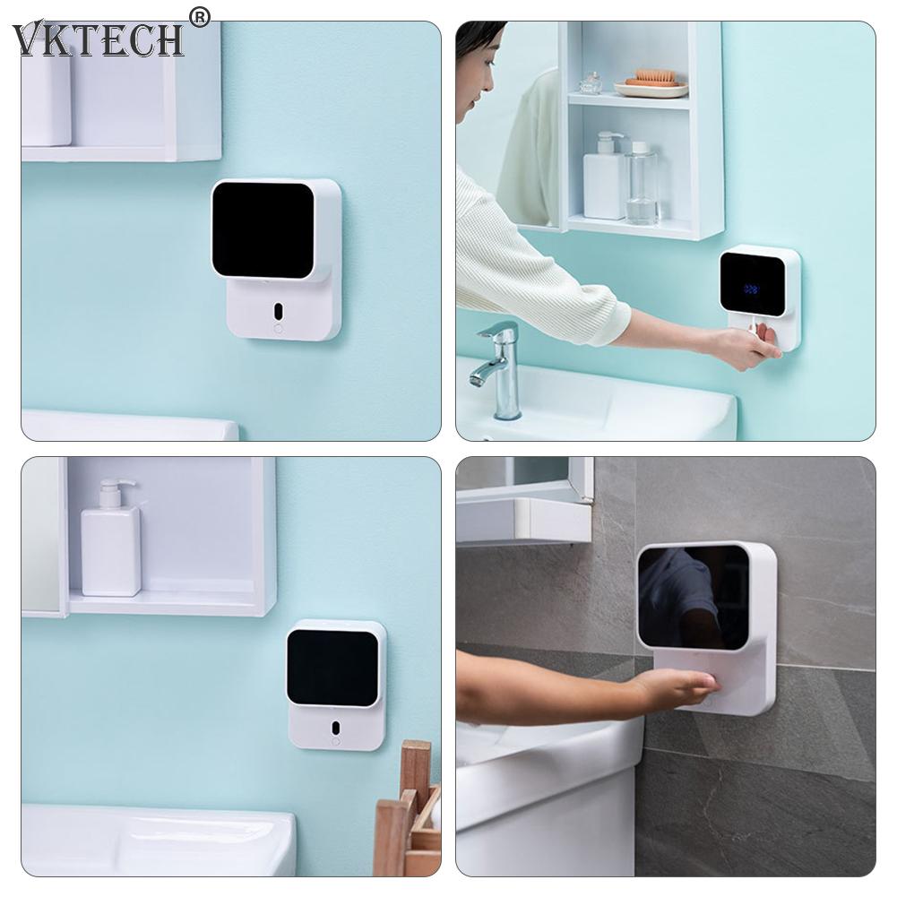 Wall Mounted Automatic Induction Foam Soap Dispenser LED Temperature Meter Household Smart Infrared Sensor Hand Washing Machine