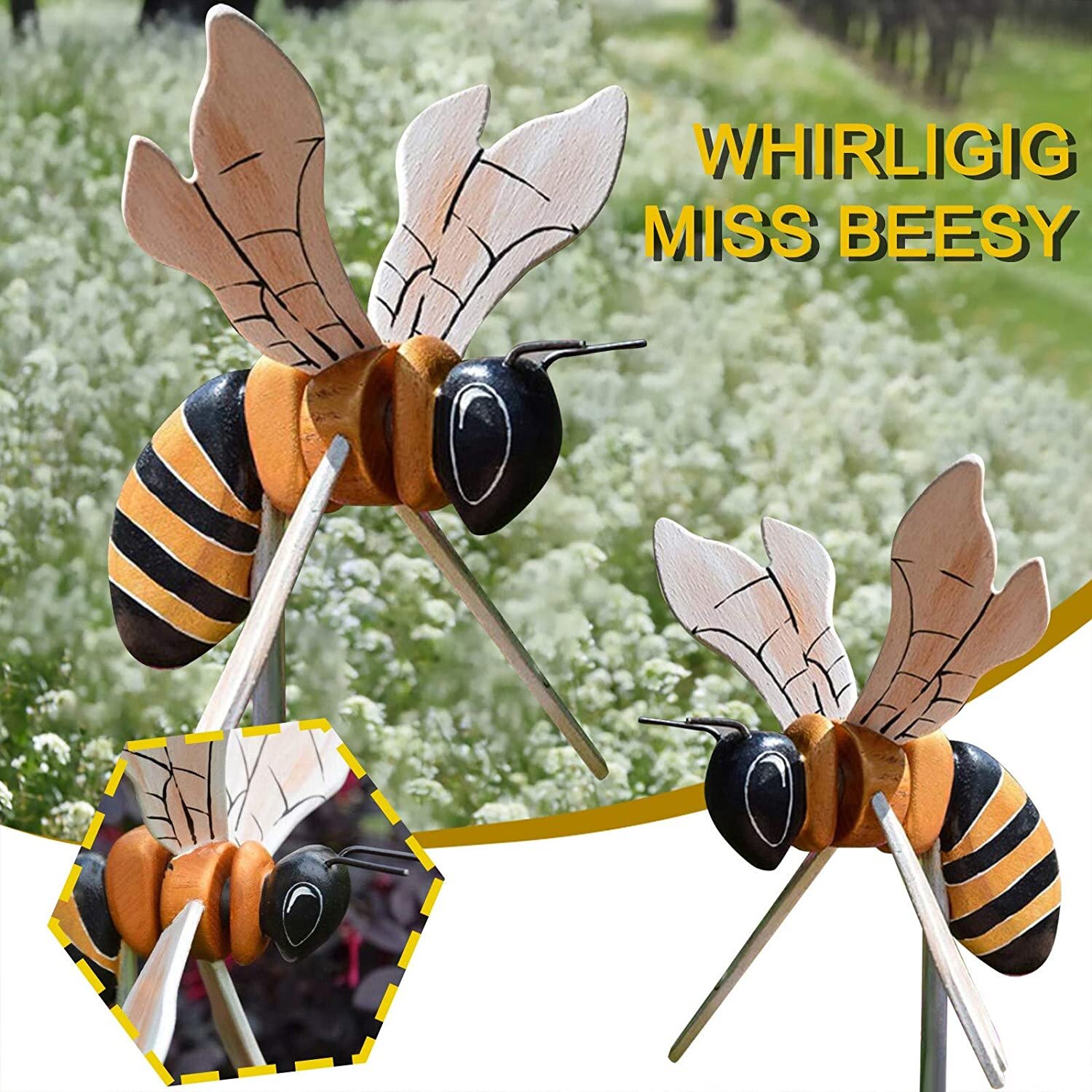 Bee Wind Spinners Garden Sculptures Series Whirly Outdoor Lawn Decor Courtyard Farm Yard Insect Home Decorative