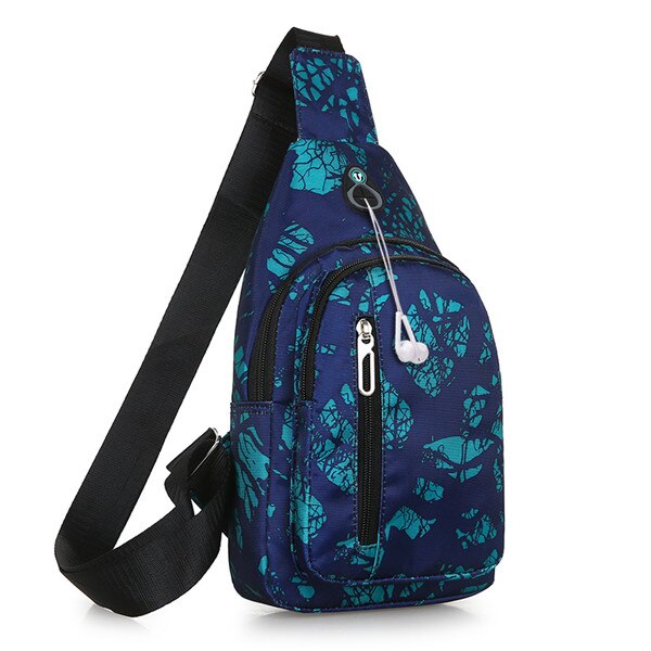 Waterproof Nylon Sling Chest Bag Back Travel Climb Cross Body Messenger Shoulder Pack Chest Bags Men Women Couple Bags: Lake Blue
