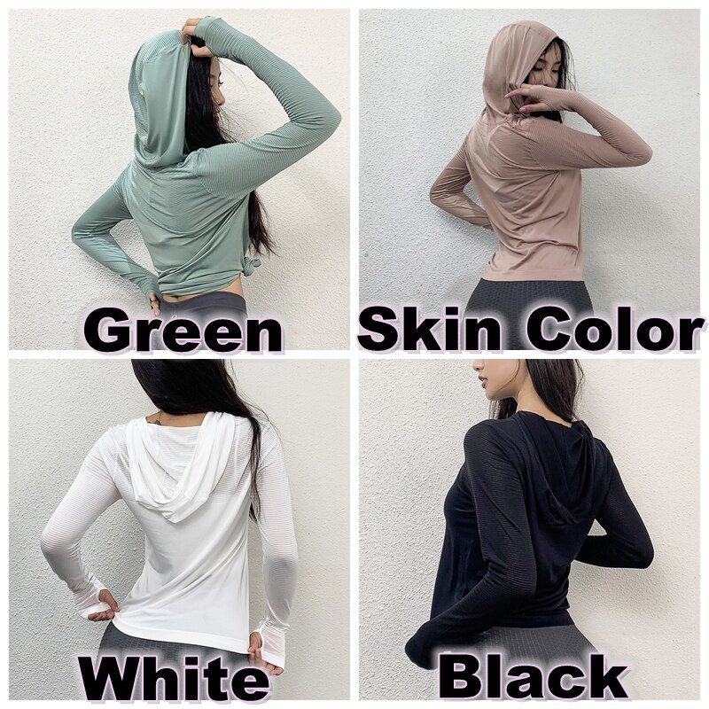 BINAND Hooded Yoga Top Women Thumb Hole Sports Crop Top Gym Sports Top Sport Shirt Women Fitness Yoga Shirt Sport Long Sleeve