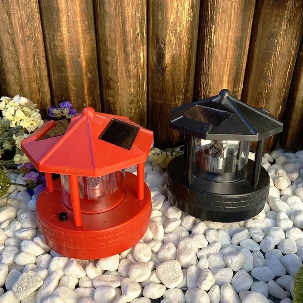 Solar Rotating Lighthouse LED Solar Lights 360-degree Rotating Landscape Lamp Beacon Beam Lamp For Garden Yard Street Light