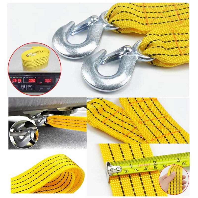 3m Car Towing Rope Tow Cable Strap Towing Pull Rope with Hooks