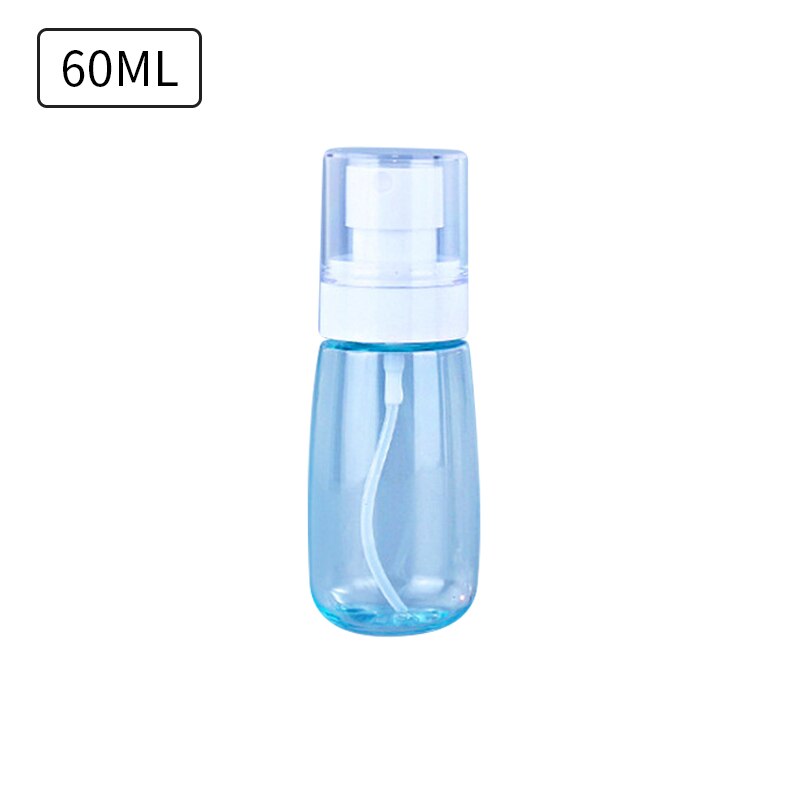 30ml/60ml 1pc genomskinliga sprayflaskor av plast bärbara reseflaskor små påfyllningsbara behållare tomma kosmetiska behållare: 60ml sprayblå