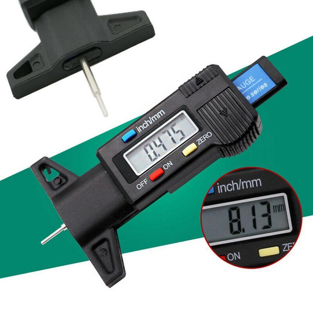 Black Digital Tire Tread Depth Gauge Meter Measurer For Cars Trucks Tread LCD Tester Tire 0-25.4mm Checker Display A6V3