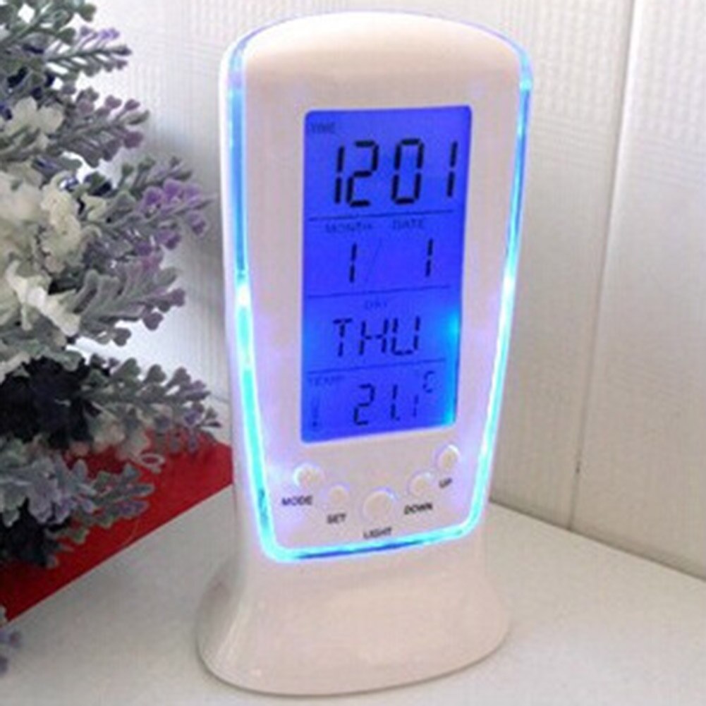 Digitale Kalender Temperatuur Led Digitale Wekker Met Blauwe Achtergrondverlichting Elektronische Kalender Thermometer Desk Led Klok