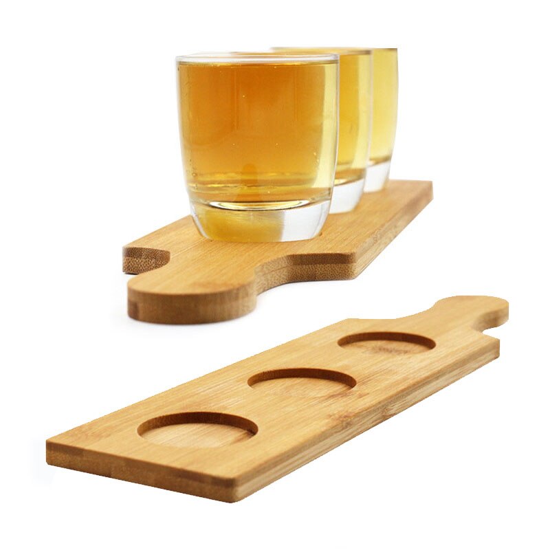 Bamboo Shot Glass Tray Holder - S-Shaped 6 Hole Display Tray For Bar, Party, Or Kitchen