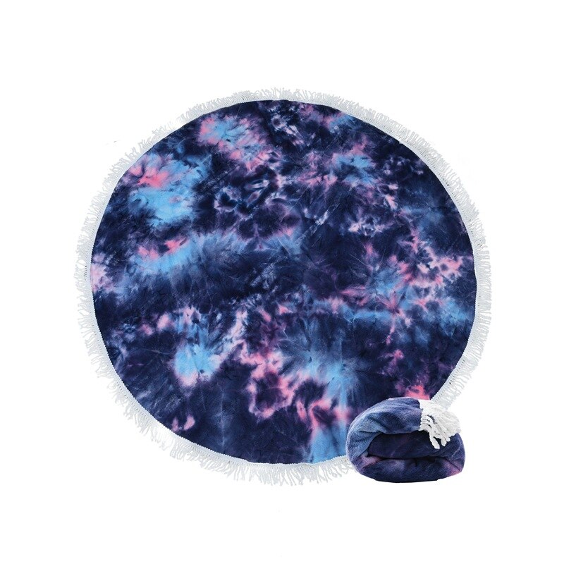 Turkish Style Microfiber Tassel Round Washcloth Soft Absoebent Quick-drying Towel Breathable Bath Towel for Beach SPA: blue