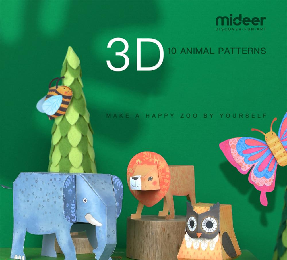 Mideer origami papir dyr håndværkssæt børn tidligt at lære pædagogisk legetøj til børn elefant fugl løve skildpadde håndværk