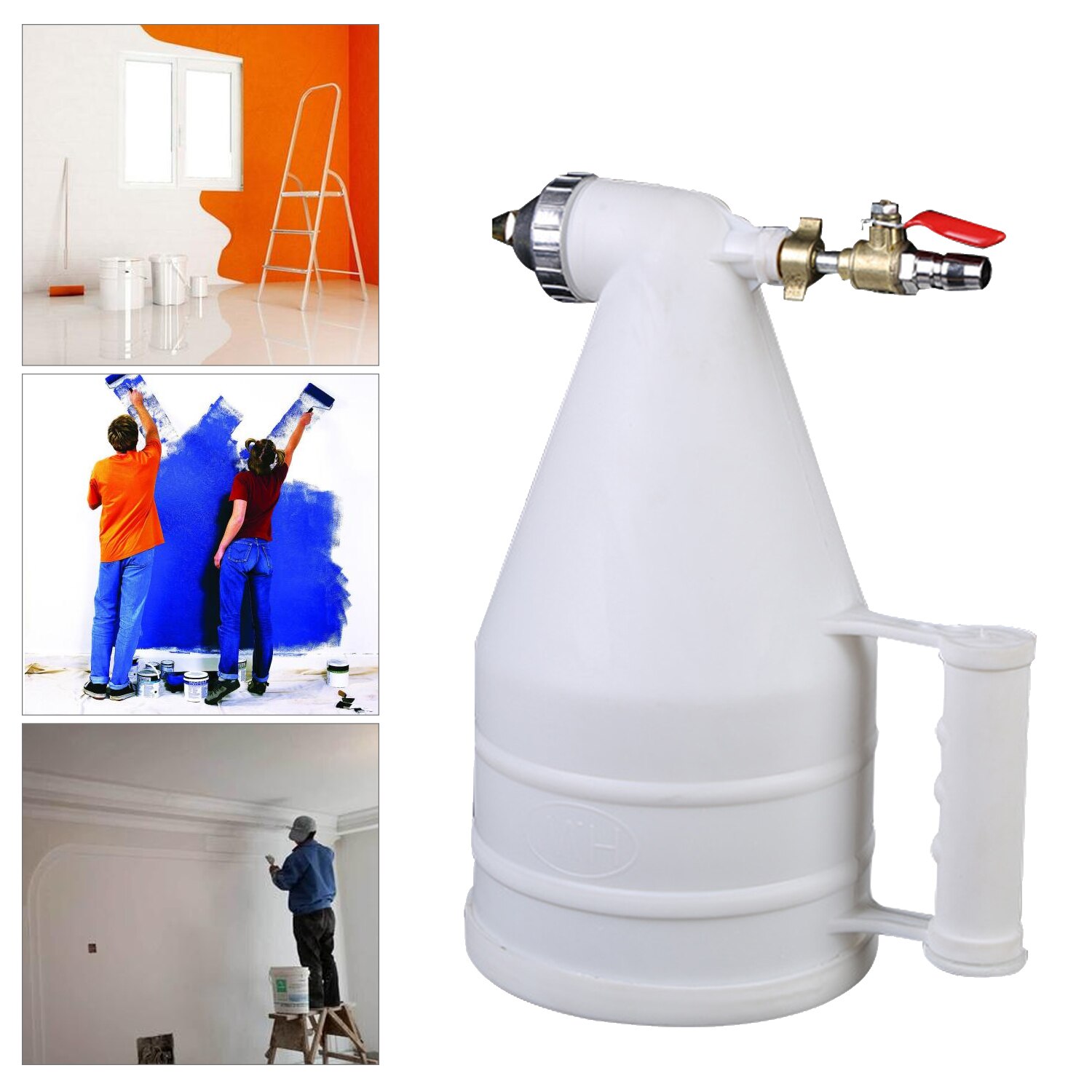 3000ml- trechter spuitpistool verftextuurgereedschap gipsplaat muurverfspuit met 6mm spuitmonden wit