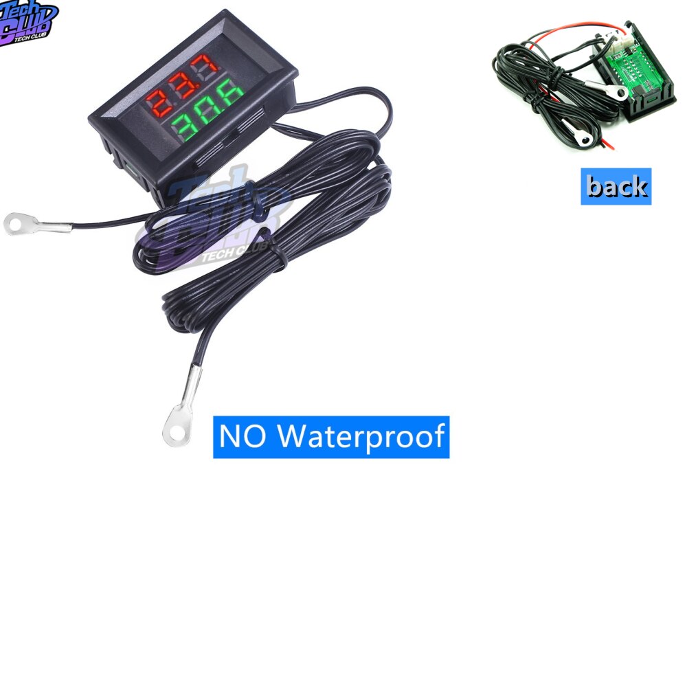 Dc 8-18v ipx 6 vandtæt digital voltmeter 12v bilbåd motorcykel 0.56 tommer led display volt spændingsmåler mini tester panel: Rød grøn 3 bits
