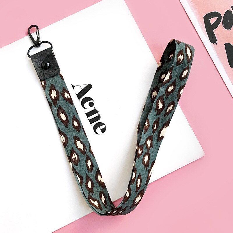 1 Pcs Leopard Print Phone Holder Key Lanyard Hanging Neck Rope ID Badge Holders Phone Neck Straps with Key Clip 2 Sizes: H09