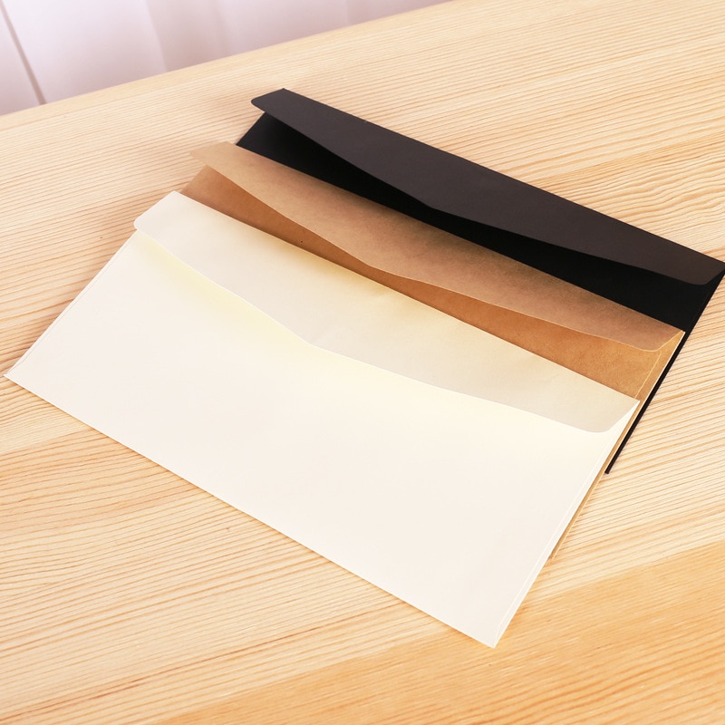 11x21cm kraft white(not pure white) black paper Envelope Message Letter Stationary Storage Paper wedding invitation cover