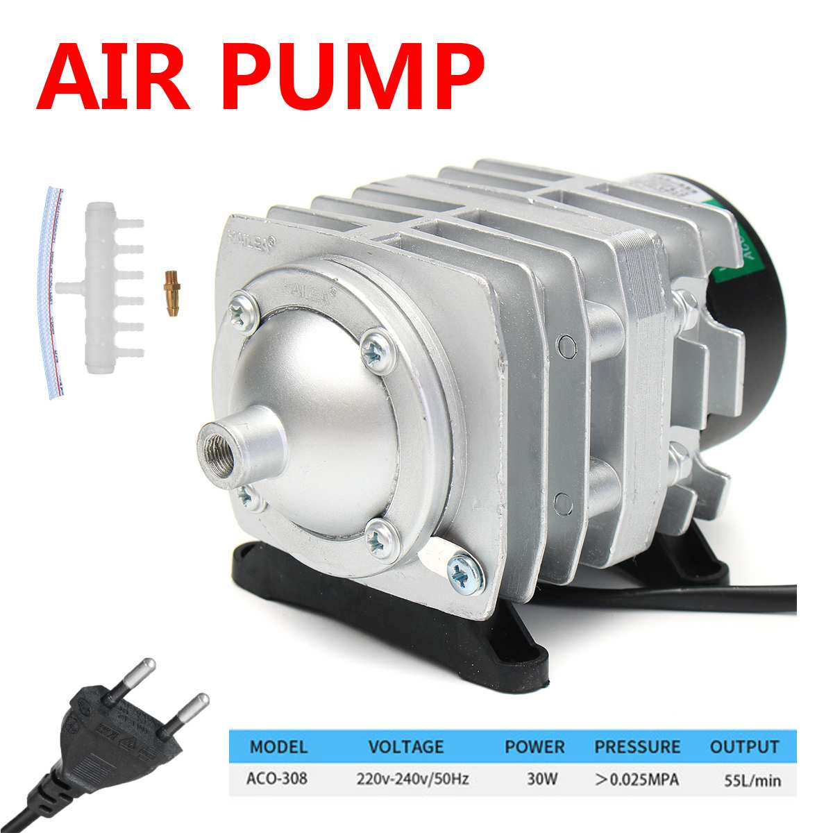 35W 70L/min HAILEA Electromagnetic Air Compressor Fish Tank Oxygen Air Pump Hydroponics 6 Way Air Aerator Pump: 30W