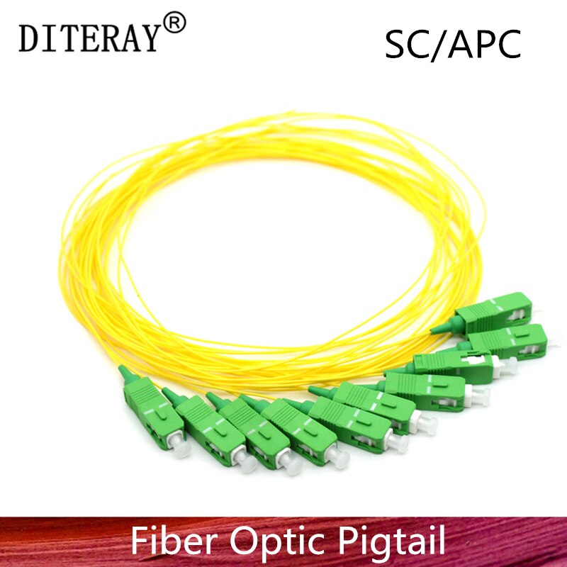 50/PCS SC/APC fiber Pigtail Simplex 9/125 Single Mode Fiber Optic Pigtail 0.9mm LSZH Yellow