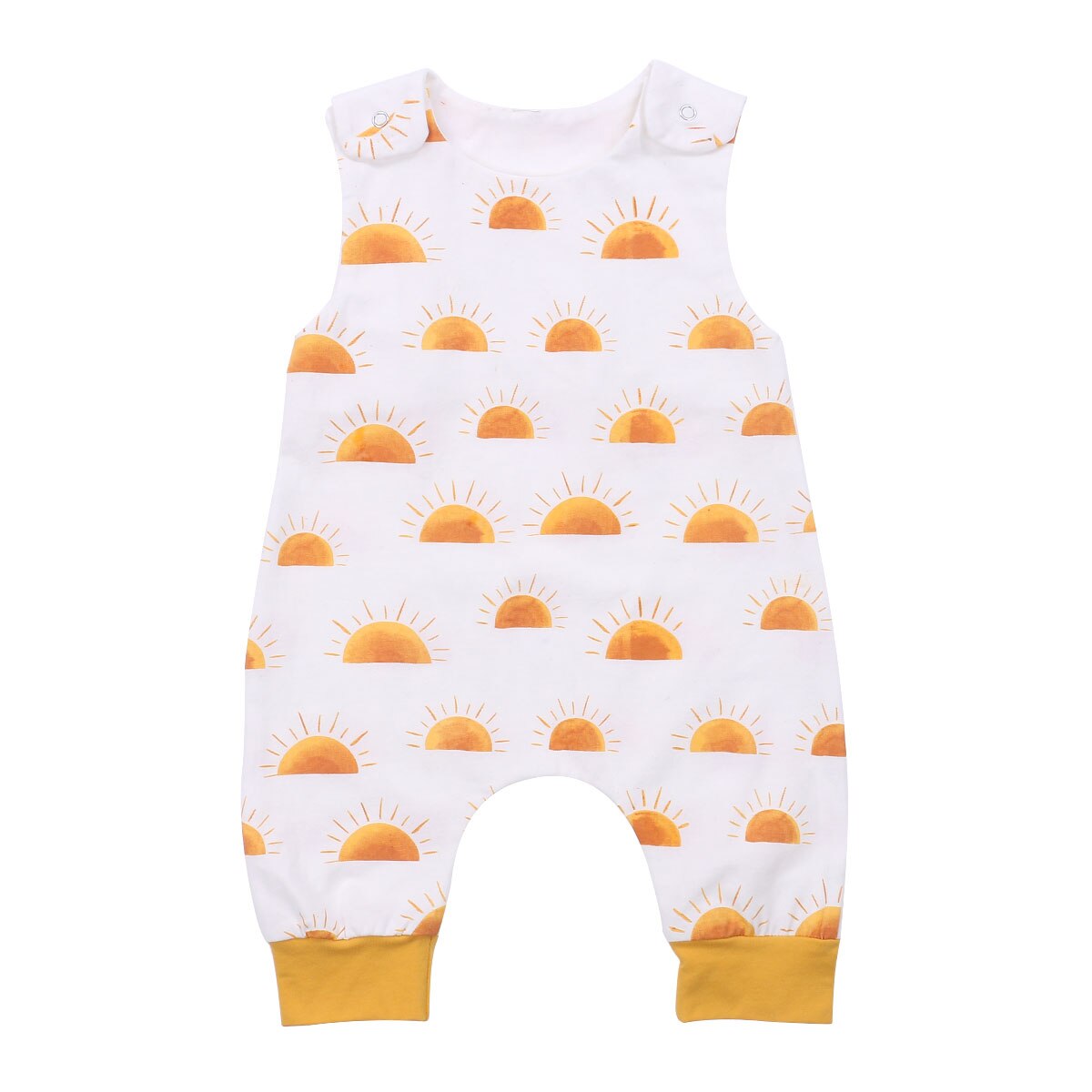 Infant Baby Boys Sleeveless Jumpsuit Summer Rainbow/Sun Printing Round Collar Romper Clothing for Travel Vacation: Sun / 6M