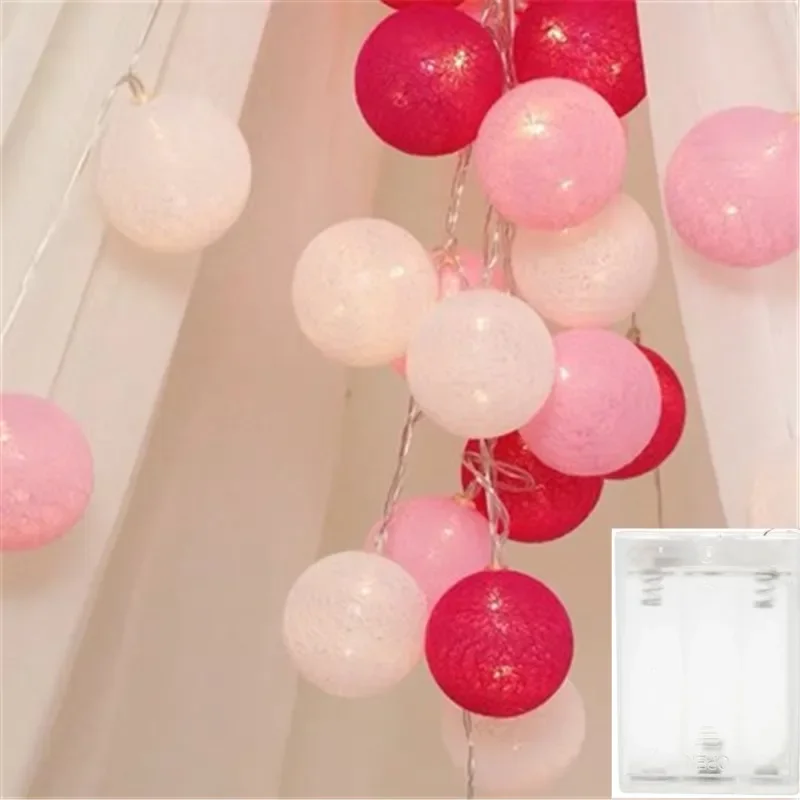 LED-katoenen ballen Lichtslingers Batterij of USB-aangedreven Fairy Garland Lighting Strings Kerstvakantie Bruiloft Feestdecoratie: Blauw / 0.5W
