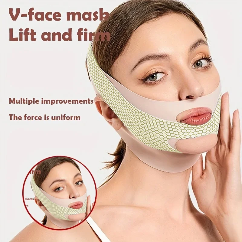 Face-Lift Mit Schlaf Gesicht V Shaper Gesichts Abnehmen Verband Entspannung Form Lift Reduzieren Doppel Kinn Gesicht Dünnen Band Massage: Gold