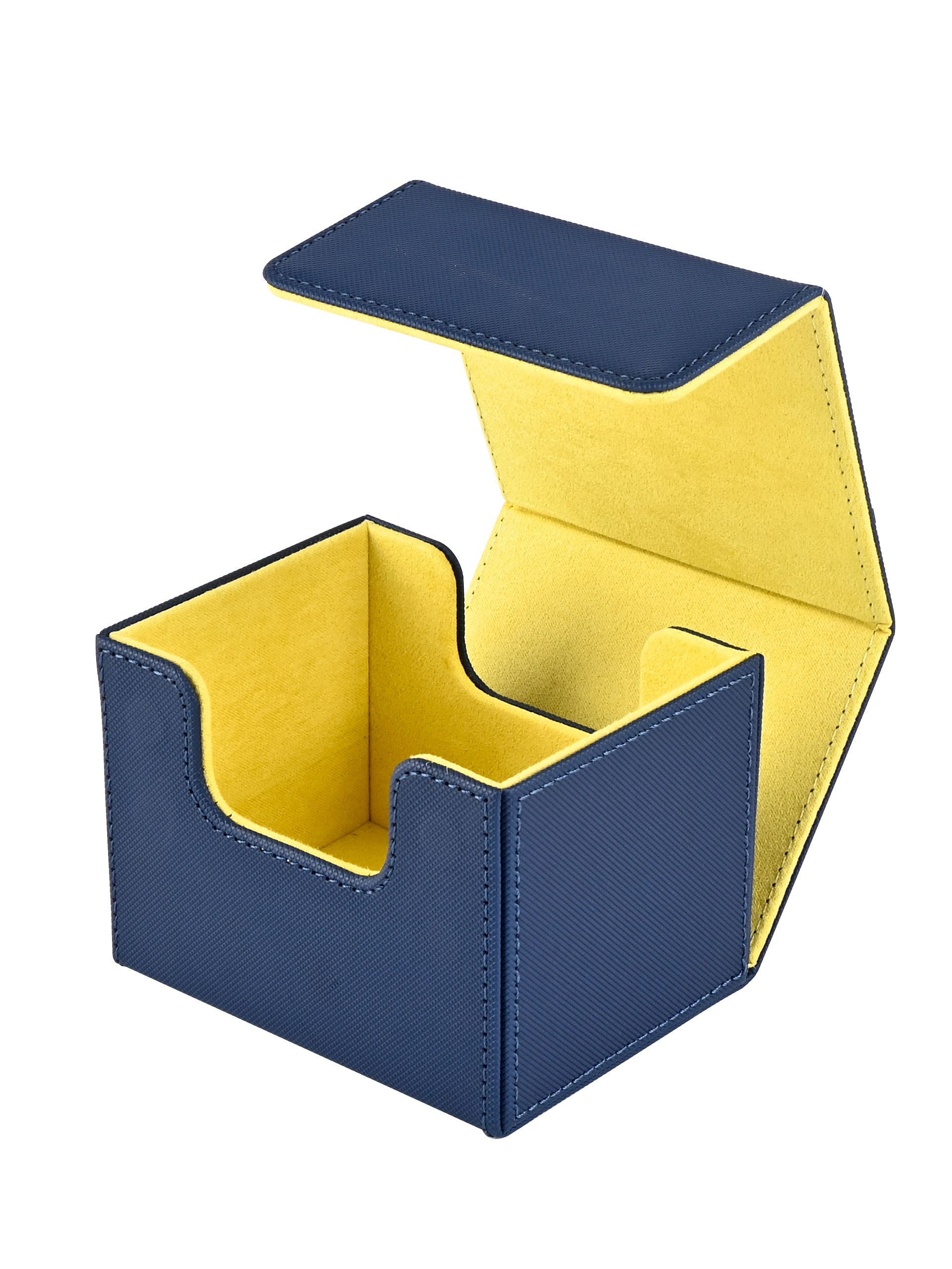 Card Deck Box , Card Storage Box Fits 100 single Sleeved Cards, PU Leather Strong Magnet Card Deck Case for TCG Cards: Yellow