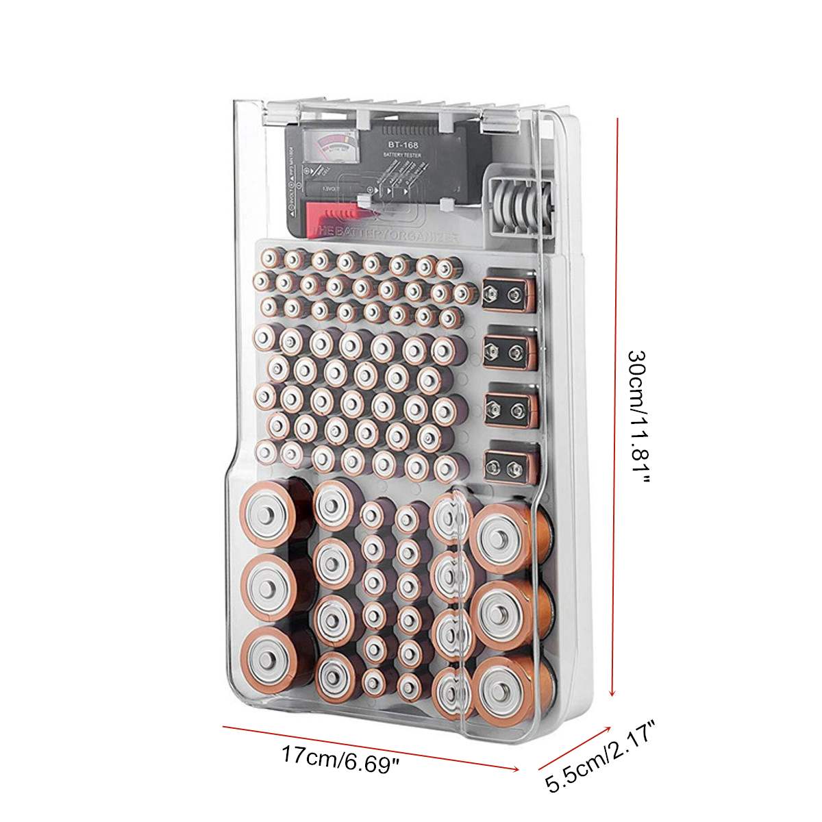 93 Grids Batterij Capaciteit Tester Opbergdoos Transparante Maatbeker Organizer Case Accessoires Voor Aaa Aa 9V C D Batterijen