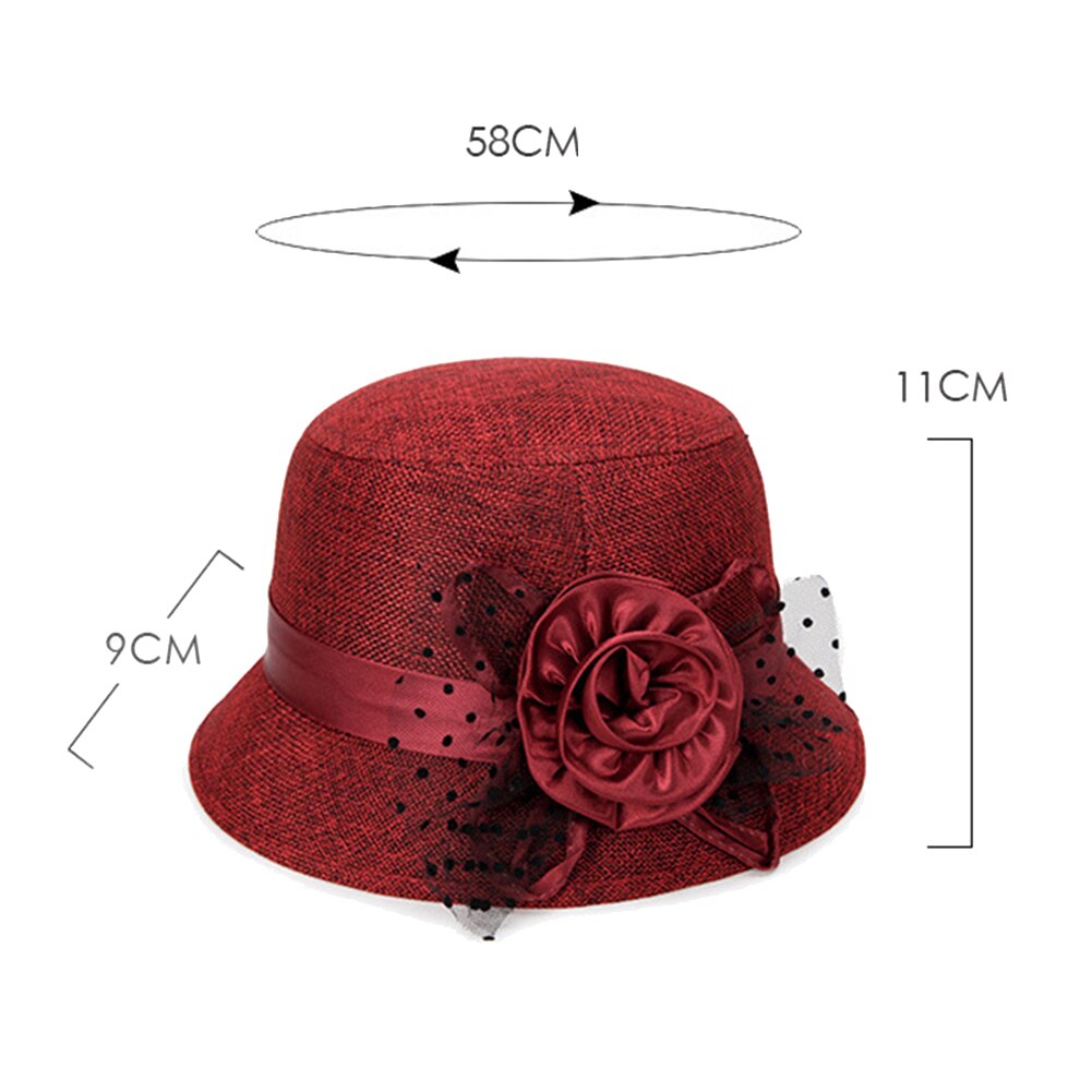 Chapeau avec nœud papillon en maille à pois pour femme, chapeau seau, pare-soleil d'extérieur, , Vintage, à la