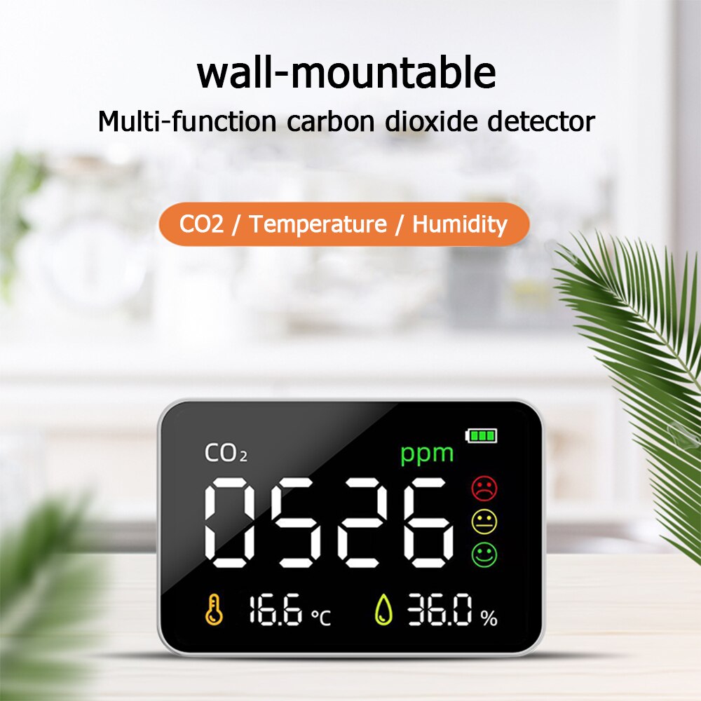 Large Screen Infrared Sensor 3 in 1 CO2 Gas Detector Air Monitor Digital Display Temperature Humidity Detector CO2 Meter Digital