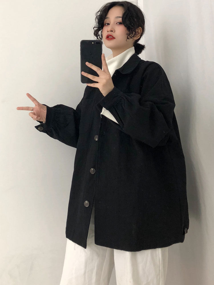 High street kvinder outwear oversize stilfuld jakke plus size stor løs enkeltradet langærmet frakke kvindelige toppe sort kaki