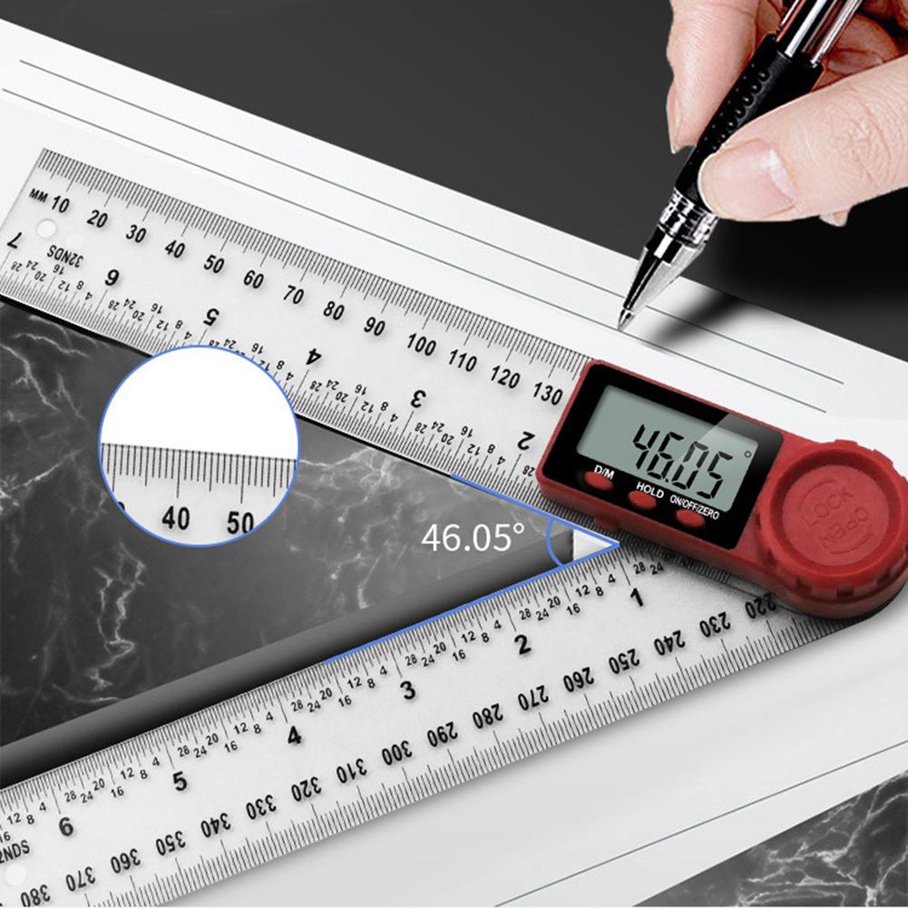 2-in-1 Transparent Digital Angle Ruler Protractor Angle Finder Vernier Caliper Measuring Tool