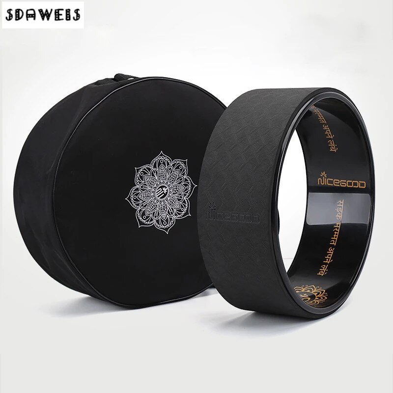 Yoga Wiel Bag Nylon Black Mandala Bloem Yoga Cirkel Tas Grote Capaciteit Dubbele Rits Pilates Wiel Rugzak Fitness Sport Bag