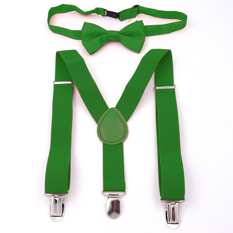 Suspenders with Bowtie Men Bow Tie Set Mens Braces Womens Adjustable Suspenders Pants Wedding Ties Accessories: Green