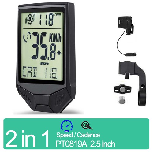Wireless Bicycle Odometer Multifunctional , Heart Rate Bicycle Computer, Cadence Cycle Computer, Nightlight, Waterproof: Cadence Black