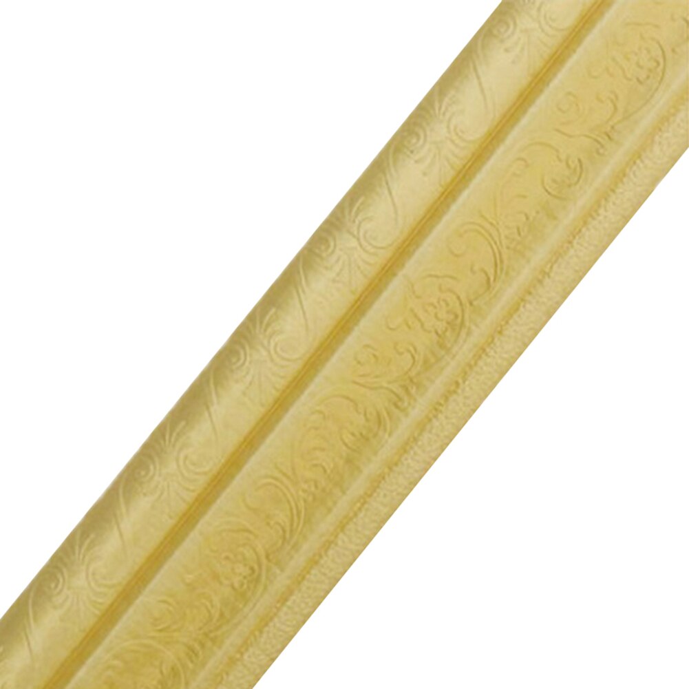 Wall Trim Line Skirting Border 3D Pattern Sticker Decoration Self Adhesive Waterproof Strip SEC88: Gold    B