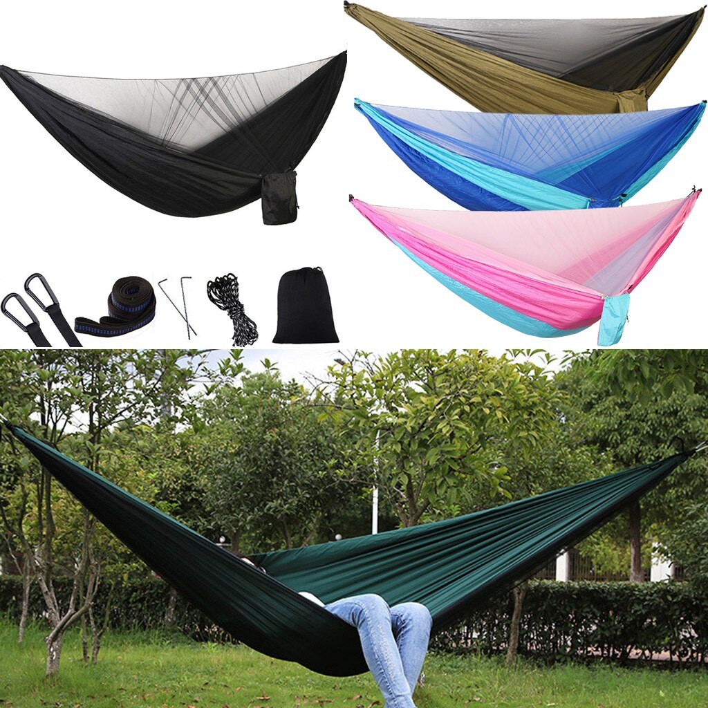 Ultraligh Portable Outdoor Camping Mosquito Outdoor Camping Hammock With Mosquito Net Nylon Hanging Bed Sleeping Swing#35