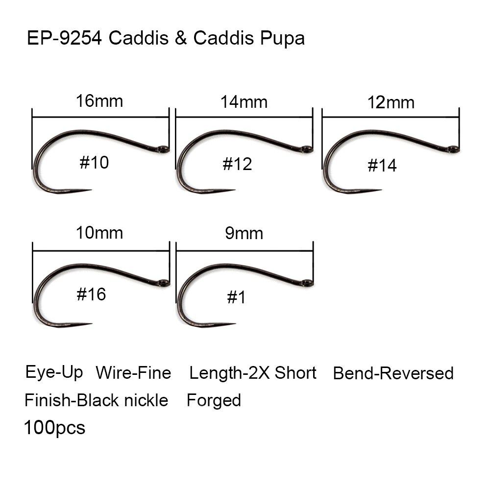 Eupheng 100 Stuks Vliegvissen Haak Weerhaakloze vliegbindset haak Vissen Droge Nimf Shirmp Natte Caddis Fly Hook: 1 / Paars