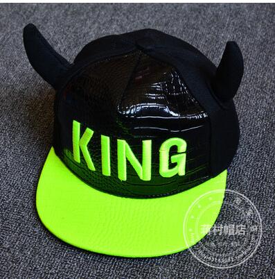 TDX-C10 Summer child sun-shading cap male female child horn hiphop baseball cap baby hat: Green