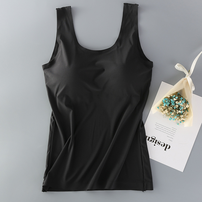 Gobetter ice silkki rintaliivit naisille hengittävät crop topit liivi rintaliivit pehmustetut saumattomat alusvaatteet fitness push up bralette toppi: Musta