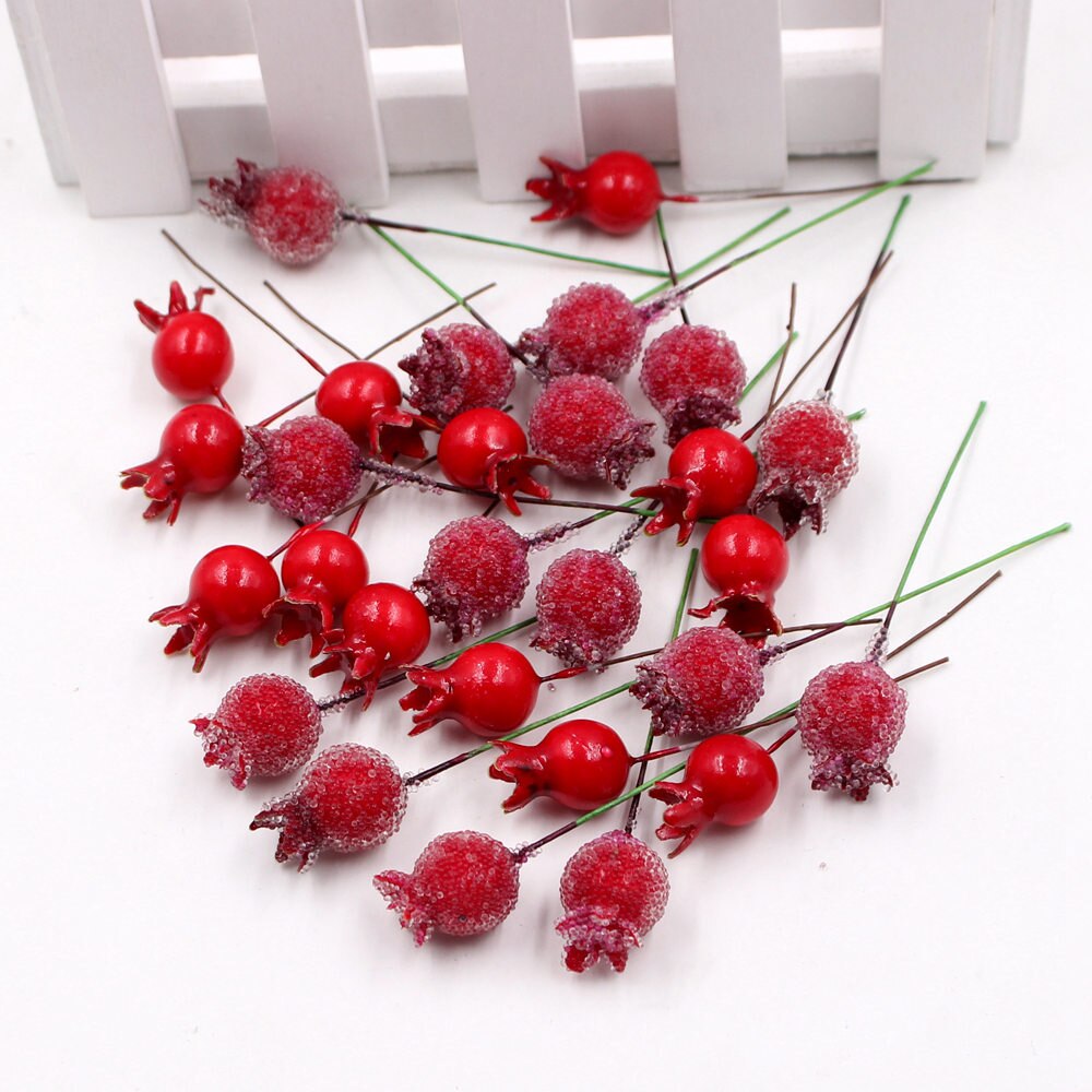 10Pcs/lot Mini Plastic Artificial Pomegranate Flowers For Wedding Party Decoration DIY Craft Christmas Decor Accessories: Mix