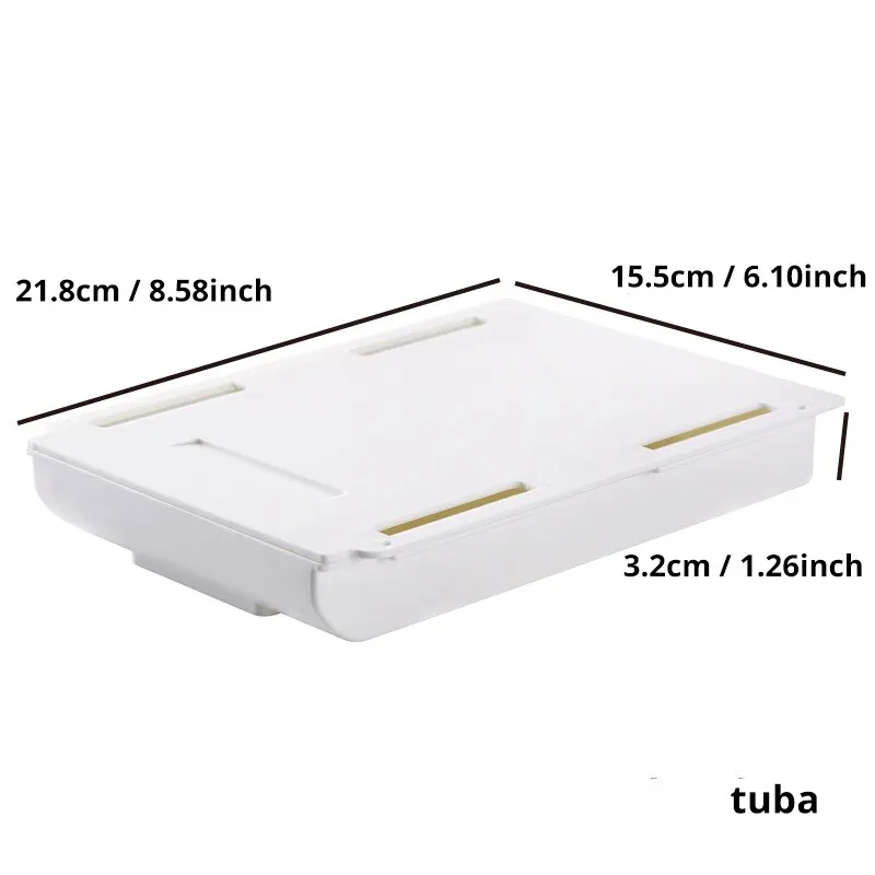 2pc Weiß Selbstklebende Lagerung Schublade Kasten machen-hoch Bleistift Tablett Schreibtisch Versteckte Unter Schreibtisch Stehen Selbst-klebe Unter-schublade Lagerung Kasten: Grün