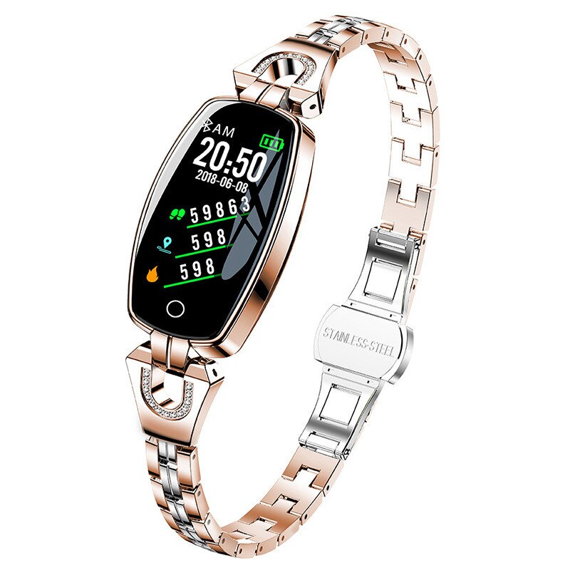 Lism H8 Smart Horloge Vrouwen Waterdicht Hartslag Monitoring Bluetooth Voor Android Ios Fitness Armband Smartwatch: Goud