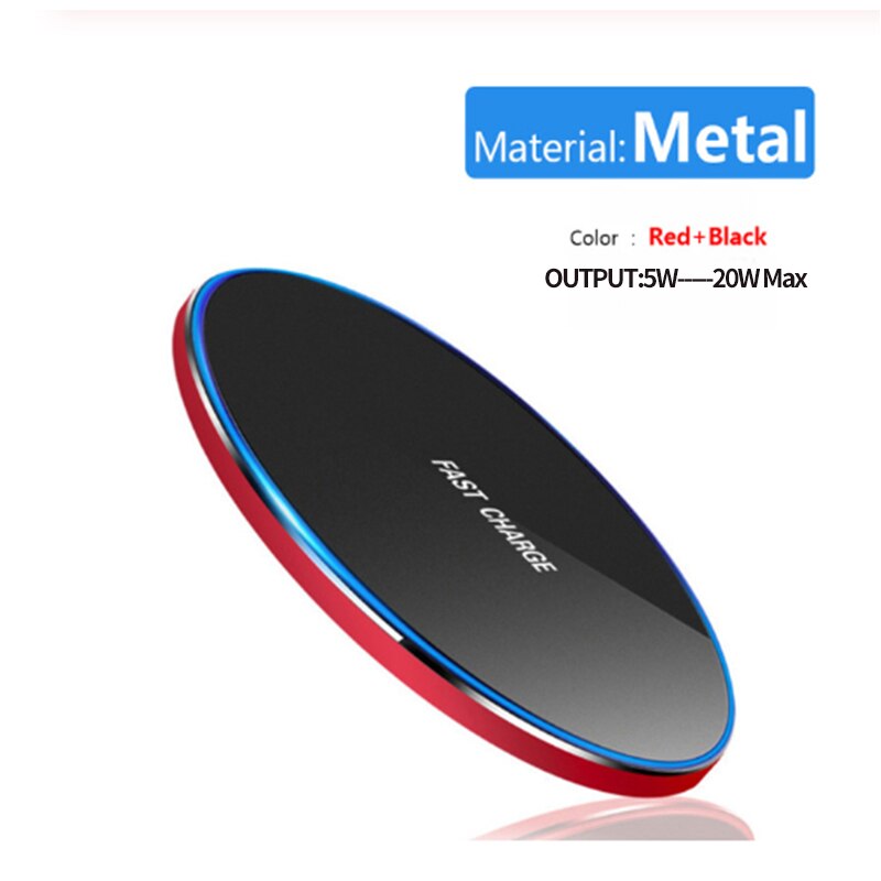 KEPHE 20W Fast Wireless Charger For Samsung Galaxy S10 S9/S9+S20 Note 9 USB Qi Charging Pad for iPhone 11 Pro XS Max XR X 8 Plus: Metal 20W Red