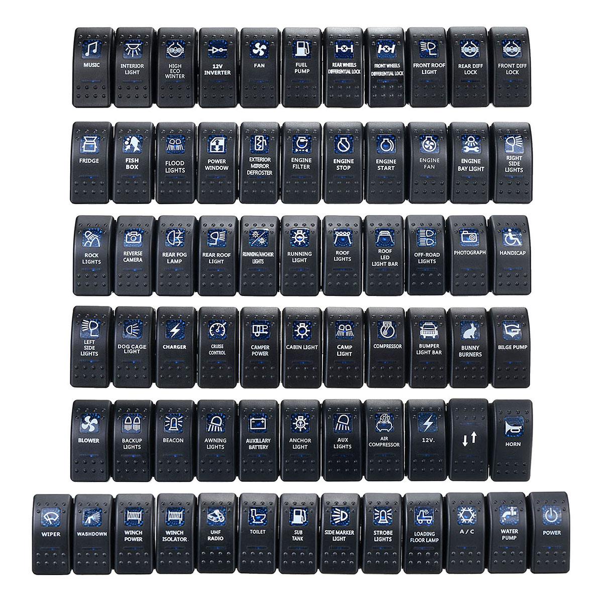 1Pcs 12V 24V Auto Boot Caravan Rocker Schakelaars Waterdichte Tuimelschakelaar Dual Blauwe Led Lichtbalk 4x4