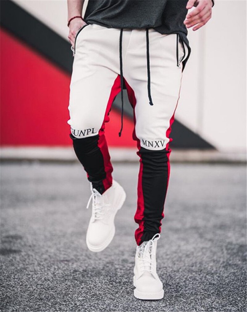 Efterårsmærke gym sportsbukser mænd jogger patchwork slim fit bodybuilding herre løbebukser løbere mænd jogger joggingbukser