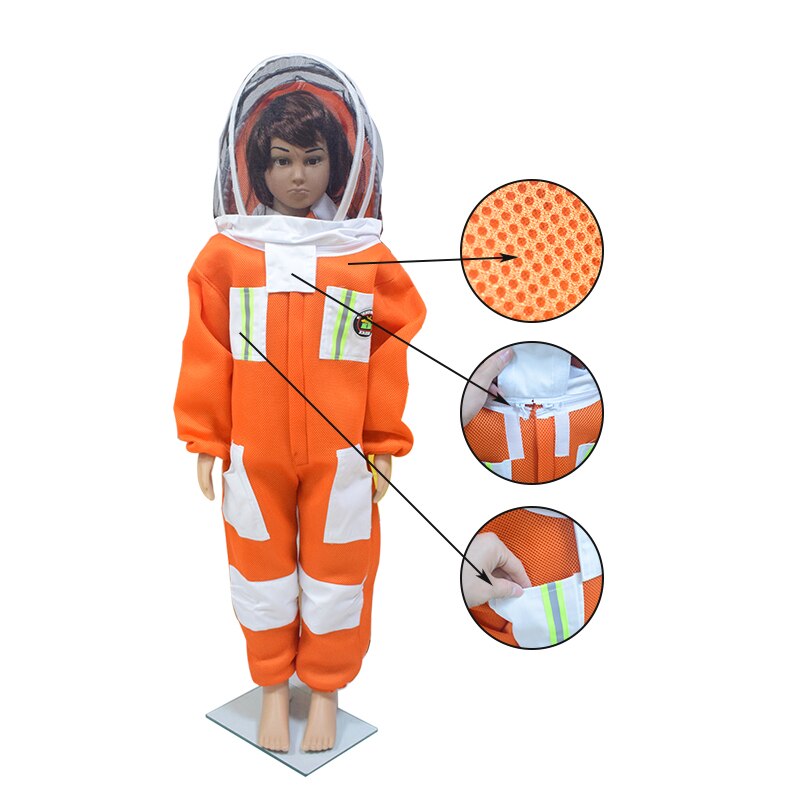 Combinaison de protection apiculture professionnelle pour enfants, combinaison en tissu de coton à Air 3D avec voile de Style clôture, équipement apiculteur
