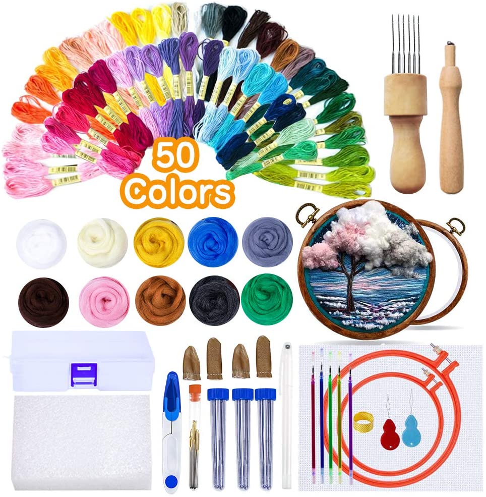 LMDZ DIY Wool Embroidery Kits For Beginners 3D wool Embroidery Kits Cross Stitch Kits Embroidery Set as Best Home