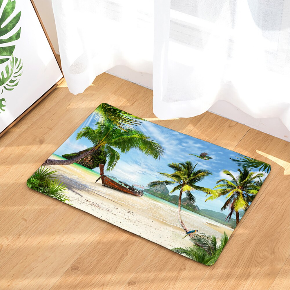 45*75CM Mediterranean Ocean Beach Style Bathroom Carpet Bath Mat Set 3D Printed Bathroom Floor Carpet Toilet Rugs WC Doormat: Light Grey / 400MMx600MM
