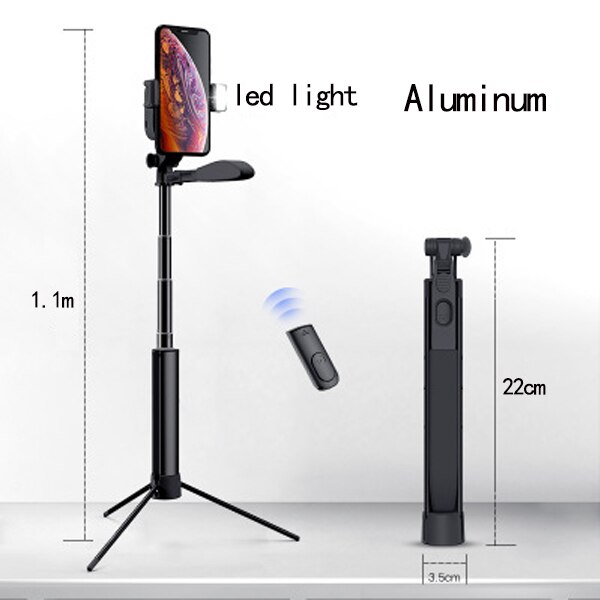 live Tripod Selfie Stick LED Ring light Handheld Stabilizer Steadicam 5 in 1 for iPhone X 8 Android SmartPhone VS Gimbal: Aluminum 1.1m Pink