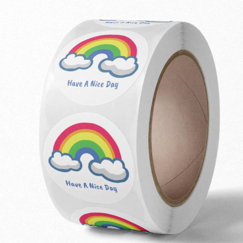 "Miłego dnia" tęczowe naklejki 500 szt. Okrągła samoprzylepna dekoracyjna etykieta uszczelniająca naklejki na prezenty świąteczne, wesele, impreza