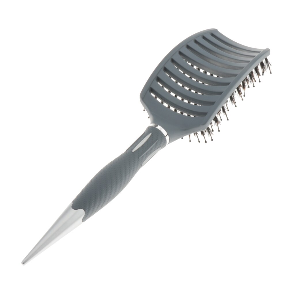 Soft Nylon Pins Cushioned Paddle Brush for Detangling Volumizing Blow Drying Curved Paddle Brush Hair Combs