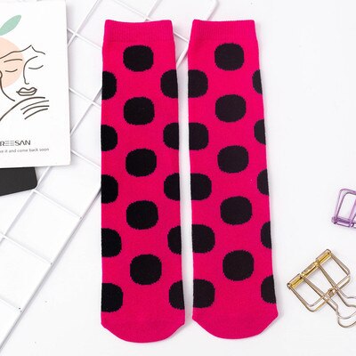 Otoño Invierno niños Unisex Polka Dot rodilla calcetines para niños chicas chico bebé de fluorescencia medias de puntos de la rodilla-calcetín alto 3-12T: 004