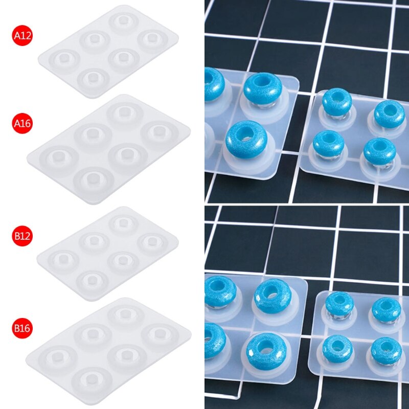 Silikoneform perler runde rhombus diy smykker ring håndværk dekorative epoxyharpiks